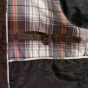 Mens Mac Brown leather jacket inside pocket detail