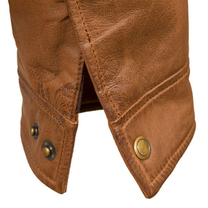 Mens Rust leather jacket cuff detail George