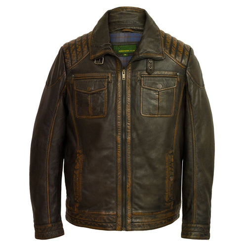 Men's Black Antique Leather Jacket: Jenson