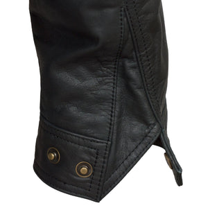 Mens black leather jacket Matt cuff detail