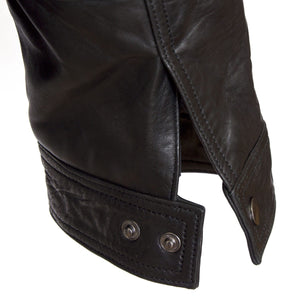 Mens black leather jacket cuff detail Robson