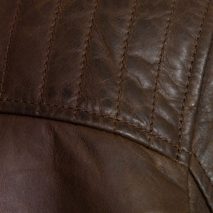 Mens brown leather jacket shoulder detail budd