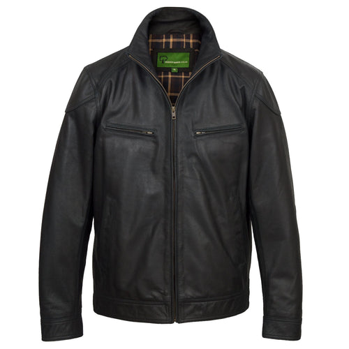 Mens leather jacket black Matt
