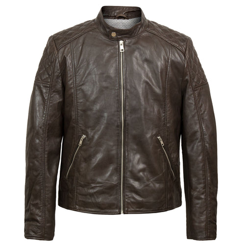 Noah mens brown leather jacket by Hidepark