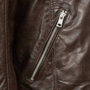 Hip pocket - Noah mens brown leather jacket by Hidepark