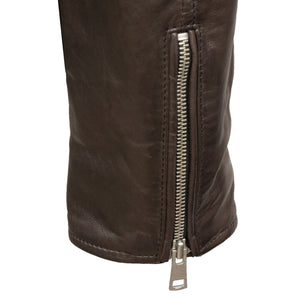 zipped cuff - Noah mens brown leather jacket by Hidepark