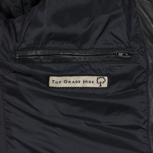 inside zip pocket - palmer mens black funnel leather jacket by Hidepark