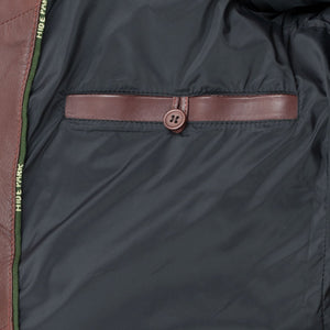 button pocket - palmer mens burgundy funnel leather jacket by Hidepark
