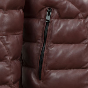 pocket - palmer mens burgundy funnel leather jacket by Hidepark