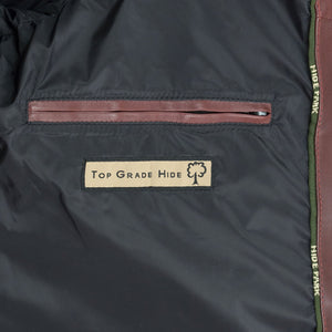 zip pocket - palmer mens burgundy funnel leather jacket by Hidepark