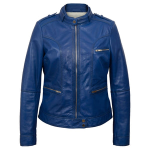 Penny: Women's Blue Leather Jacket