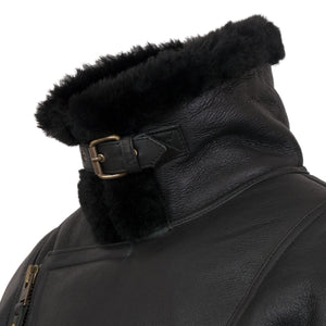 Men's Black Sheepskin Leather Pilot Jacket