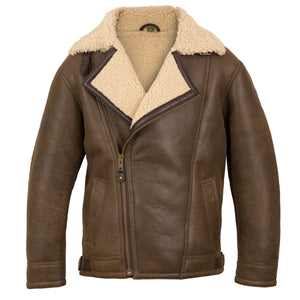 Men's Antique Shearling Sheepskin Leather Pilot Jacket