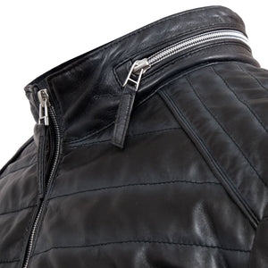 zip collar - Roman mens grey puffer leather jacket by Hidepark