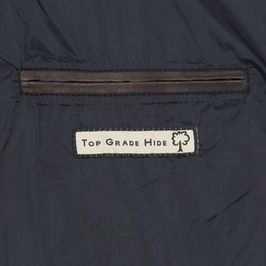 inside zip pocket - Roman mens brown puffer leather jacket by Hidepark