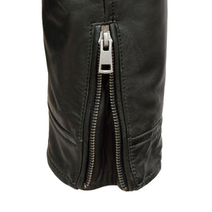 unzipped cuff - Tate black leather jacket by Hidepark