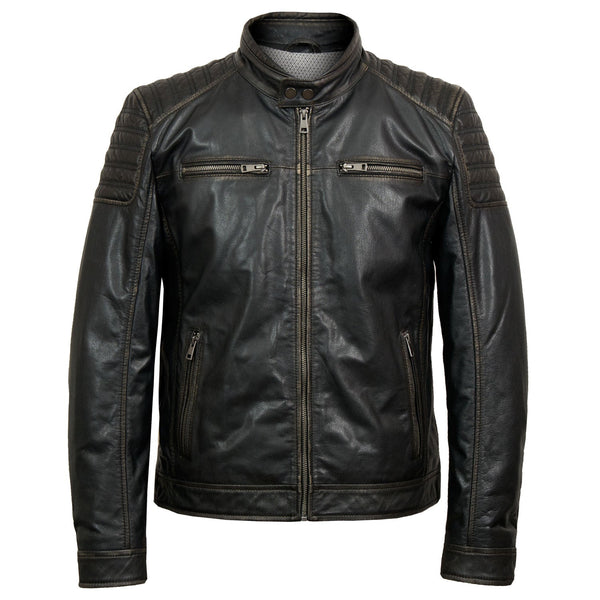 Mens vintage black leather jacket best sale