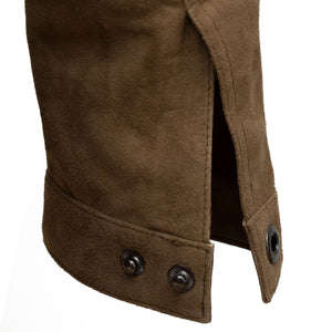 Tilly: Women's Light Brown Denim Style Suede Jacket