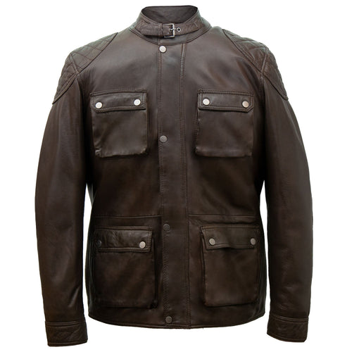 Trent: Men's Brown Leather Coat
