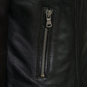 viki black leather biker jacket zip detail