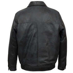 Men's blue leather blouson jacket Will