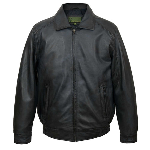 Men's Blue Leather Blouson Jacket: Will
