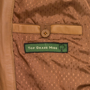 Women Elsie Tan Leather jacket inside pocket detail