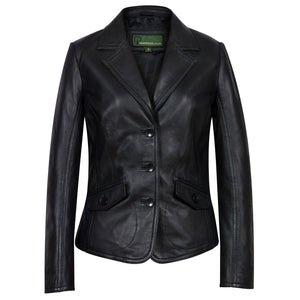 Womens Black leather blazer Jess