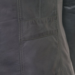 Womens Cayla grey leather biker jacket back detail