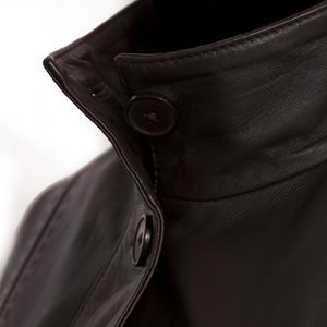 Womens Maggie burgundy leather jacket collar detail