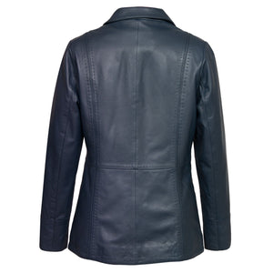 Womens Navy Leather jacket Maggie