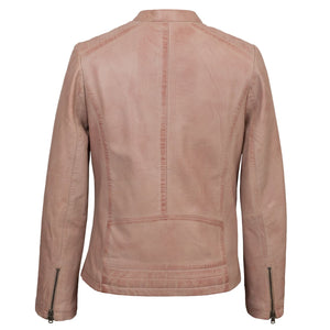 Ladies Pink Leather jacket Trudy