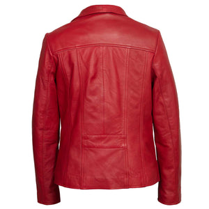 Womens Red Leather jacket Cayla back image