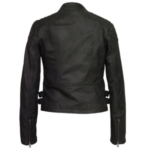 womens black leather biker jacket lisa