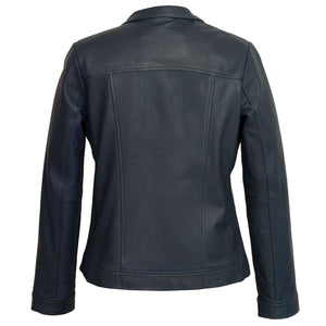 Womens blue leather jacket Elsie