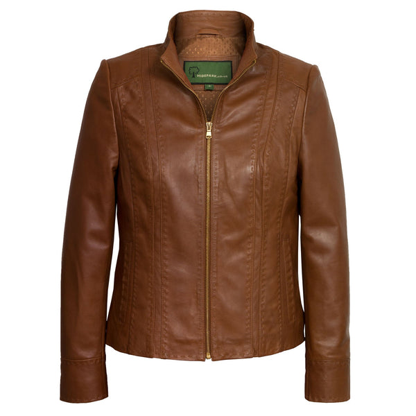 Cognac leather jacket outlet womens