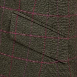 Womens green tweed jacket pocket detail Lomond