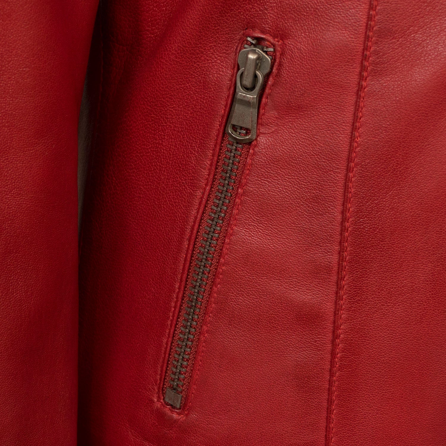 Trudy: Women's Red Leather Biker Jacket