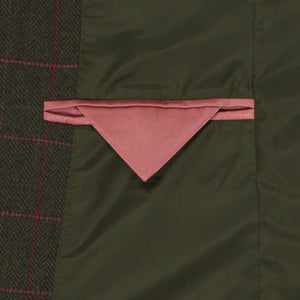 Womens tweed jacket green inside pocket detail Lomond