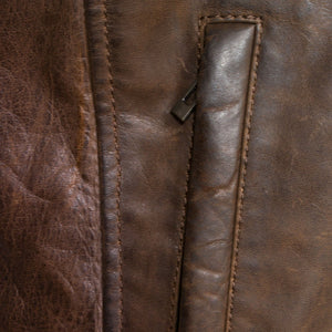 budd browb leather jacket zip detail