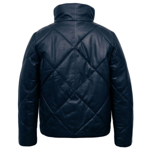 Layla: Women's Navy Quilted Leather Coat